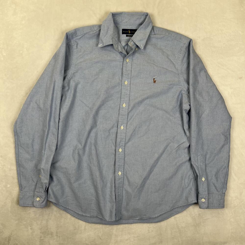 Ralph Lauren Shirt Mens XL Blue Oxford Long Sleeve Button Down Classic Fit